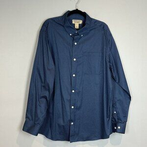 Duluth Trading Blue Diamond Print Button Down Shirt Long Sleeve XL EUC